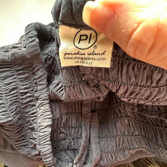 NWT Paradise Island Navy Blue Ruched Drawstring Wide Leg Casual Pants OS - Picture 10 of 16